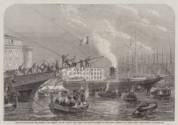 Arrival at the Military Port, Naples, of the Emperor and the Melazzo with British Volunteers for Garibaldi on Board